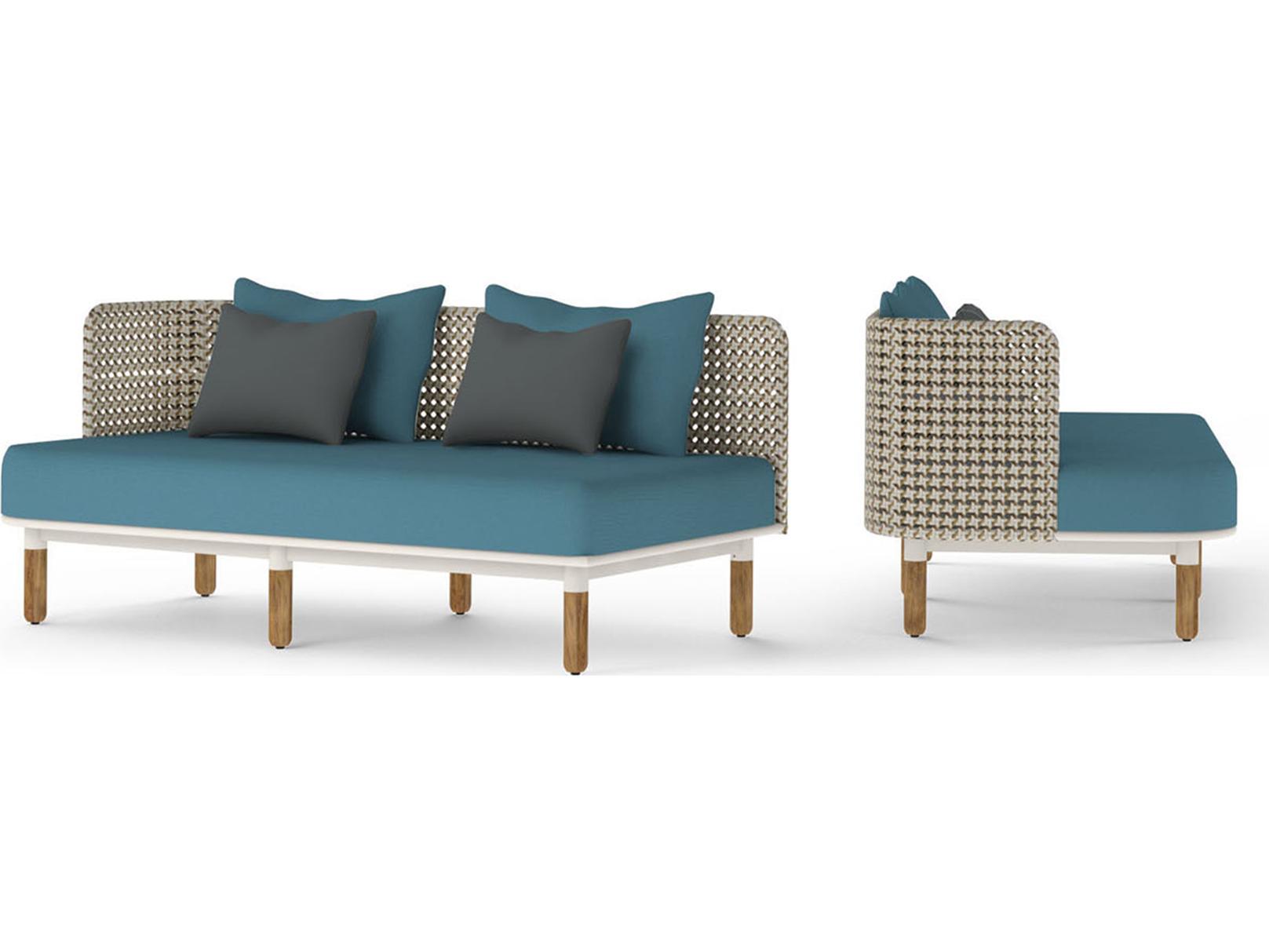 MamaGreen Daisy Mae Deep Seating Teak Wicker Right Hand Outdoor Patio Loveseat