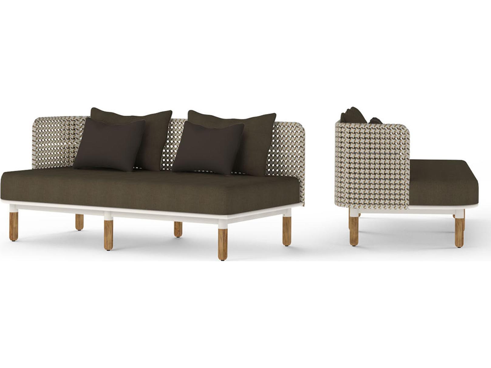 MamaGreen Daisy Mae Deep Seating Teak Wicker Right Hand Outdoor Patio Loveseat