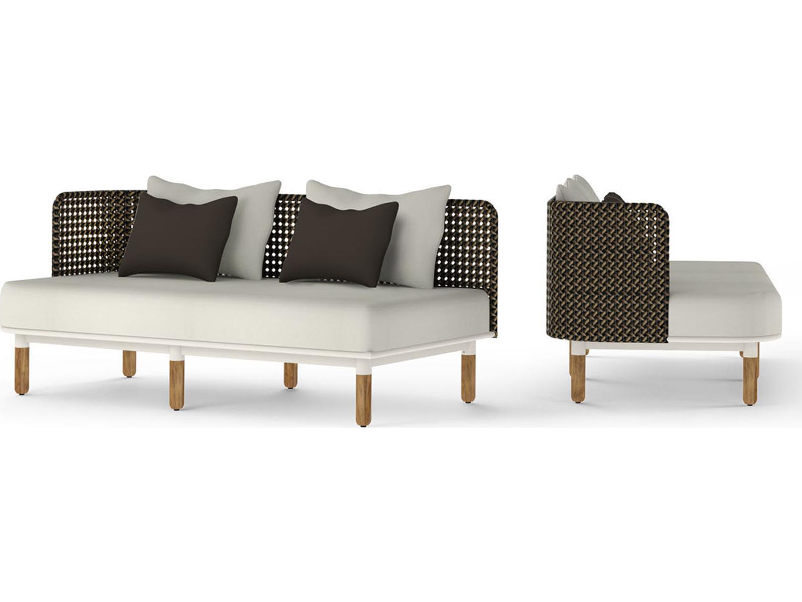 MamaGreen Daisy Mae Deep Seating Teak Wicker Right Hand Outdoor Patio Loveseat