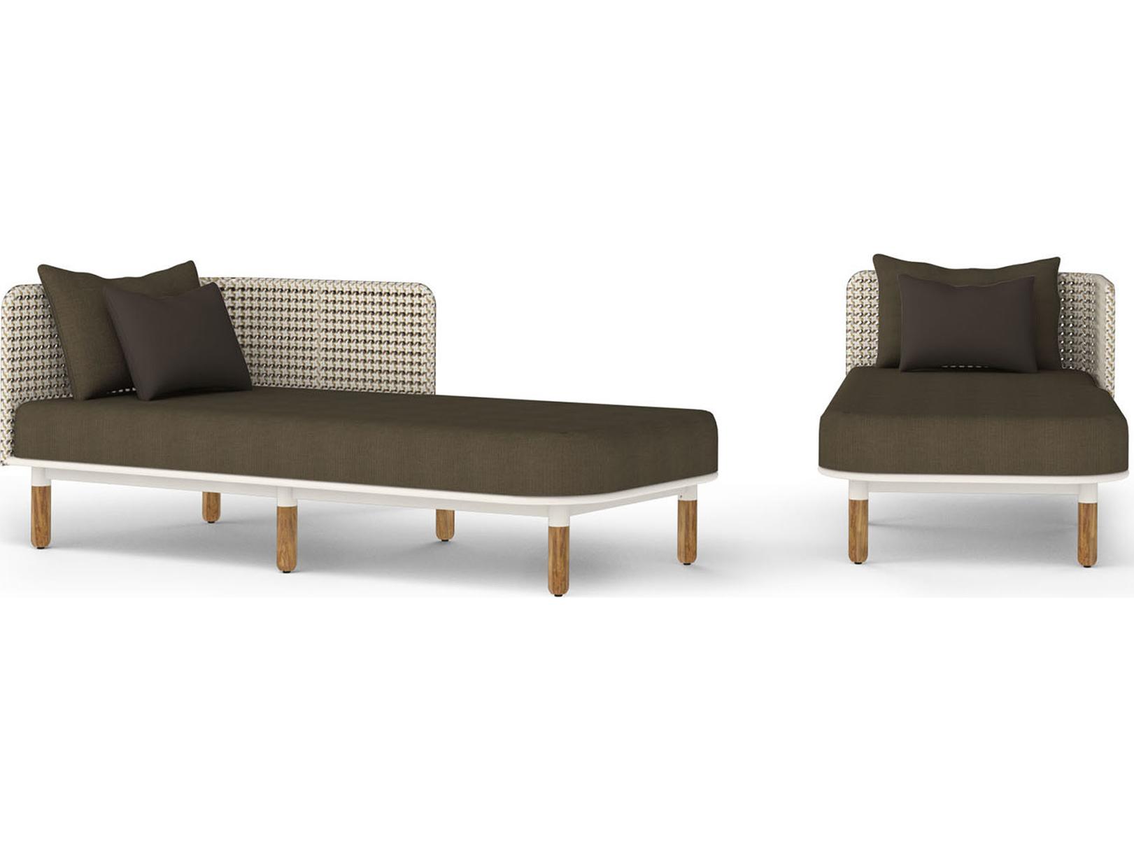 MamaGreen Daisy Mae Deep Seating Mae Teak Wicker Left Hand Outdoor Chaise Lounge