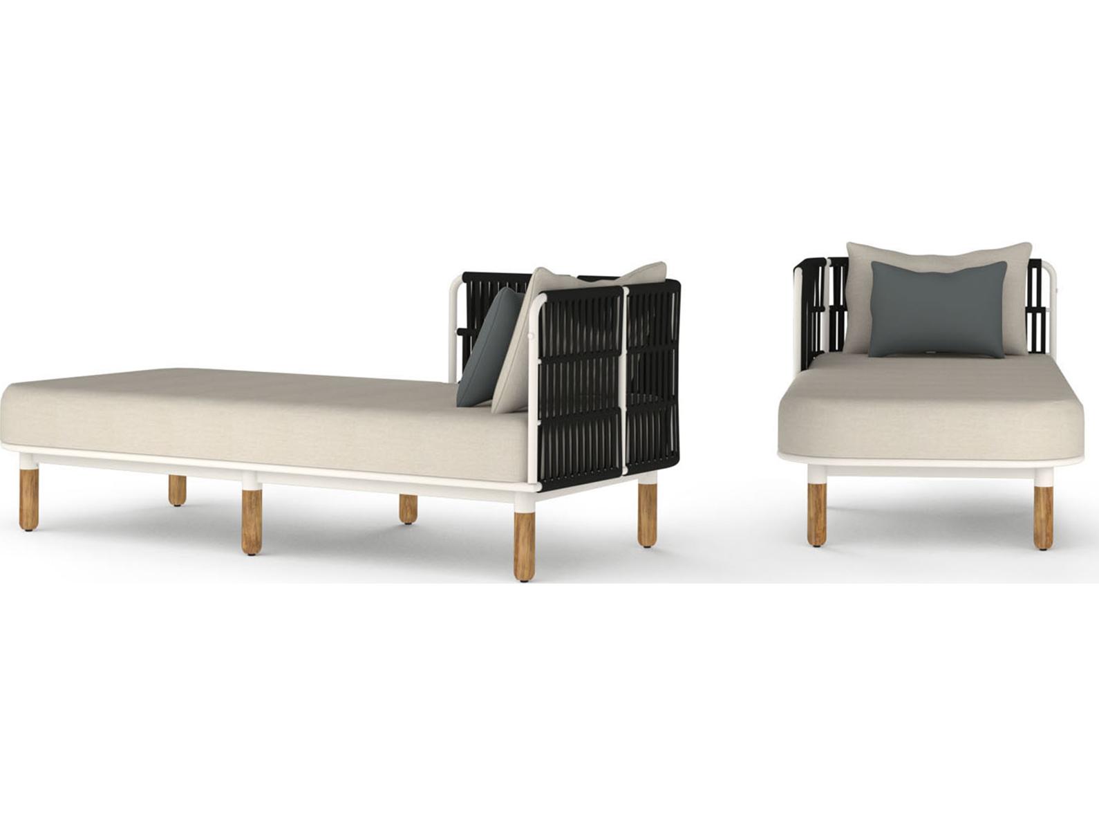 MamaGreen Daisy Rae Deep Seating Teak Rope Right Hand Outdoor Patio Chaise Lounge