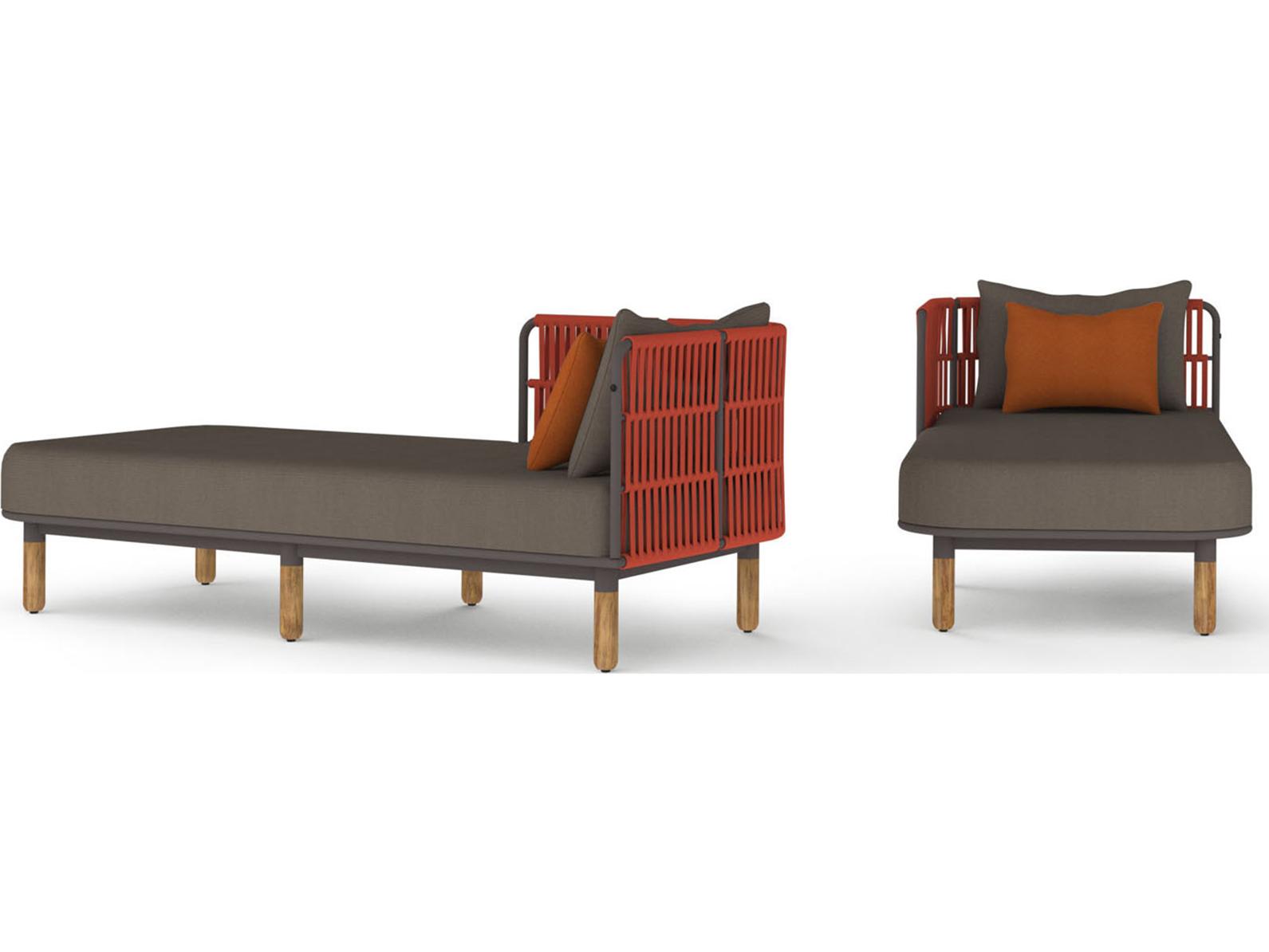 MamaGreen Daisy Rae Deep Seating Teak Rope Right Hand Outdoor Patio Chaise Lounge