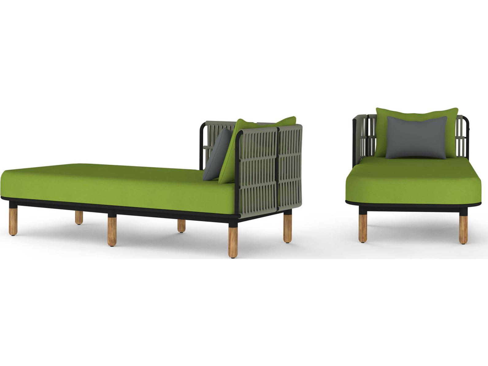 MamaGreen Daisy Rae Deep Seating Teak Rope Right Hand Outdoor Patio Chaise Lounge