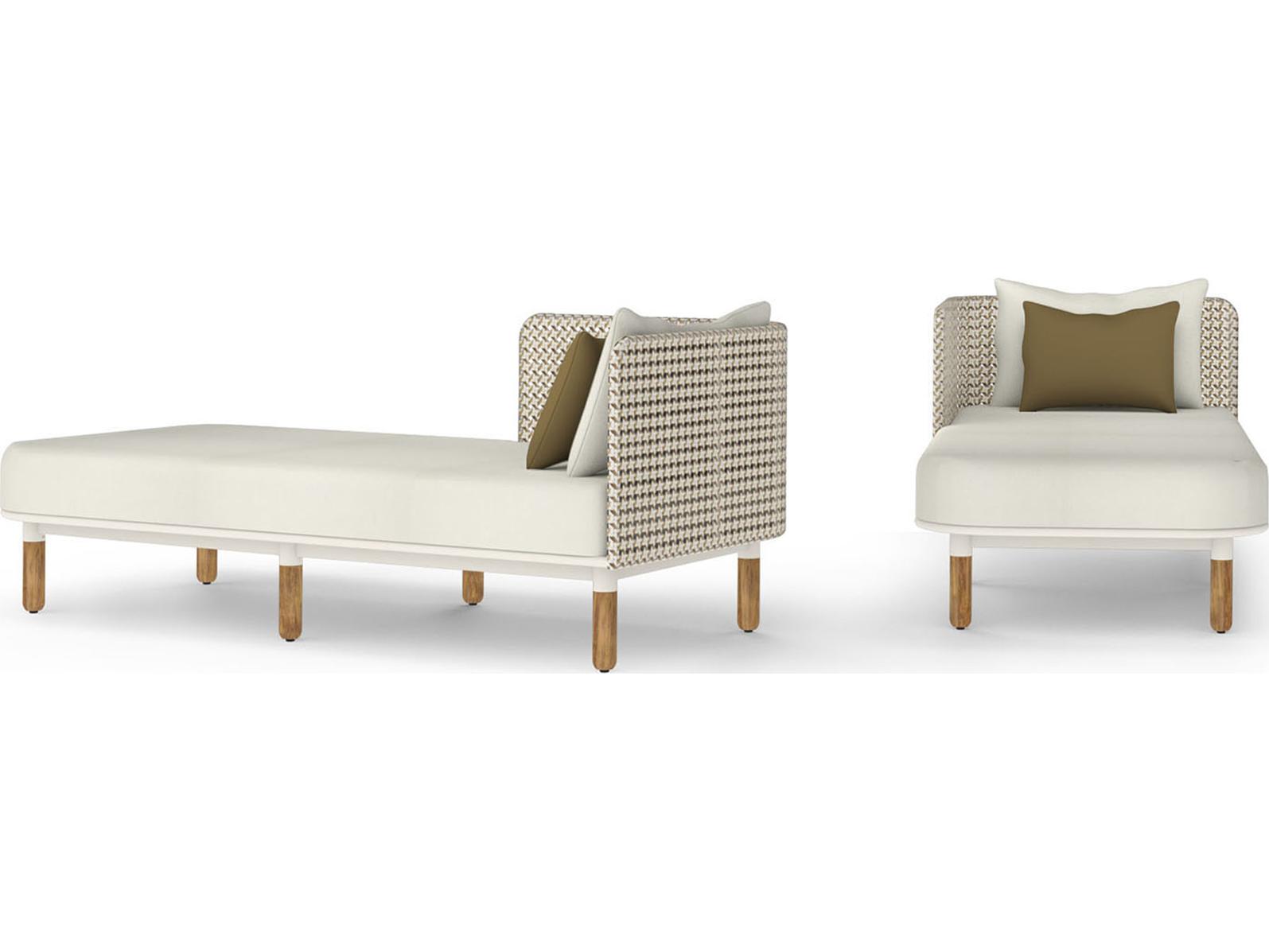 MamaGreen Daisy Mae Deep Seating Teak Wicker Right Hand Patio Chaise Lounge