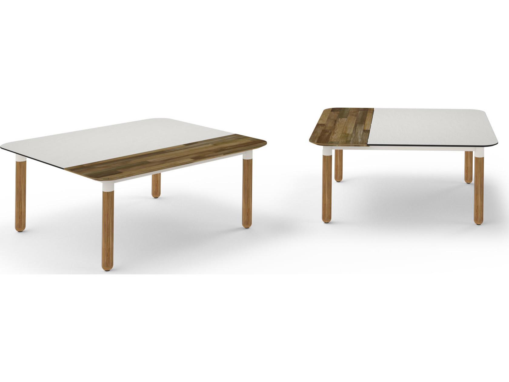 MamaGreen Daisy Aluminum Teak Square HPL Top Outdoor Coffee Table