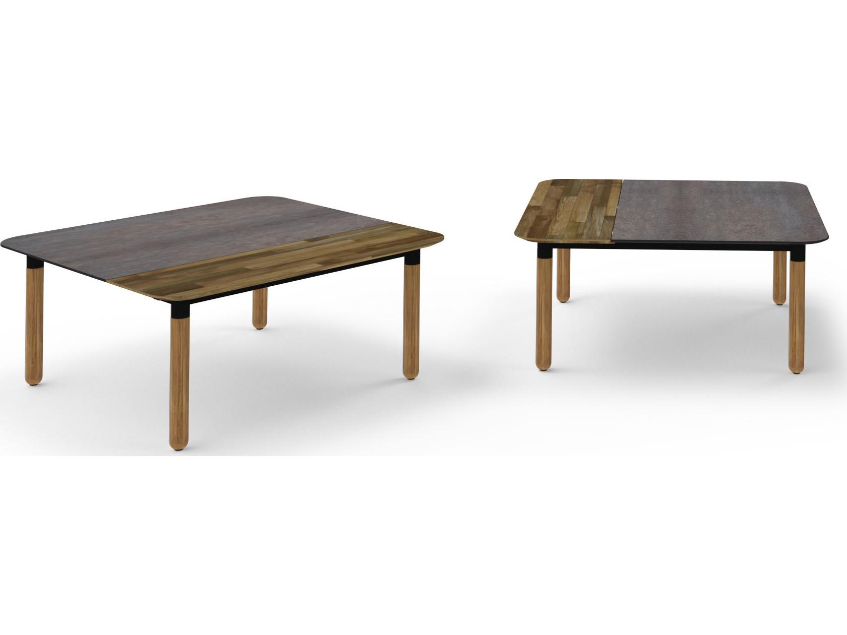 MamaGreen Daisy Aluminum Teak Square HPL Top Outdoor Coffee Table