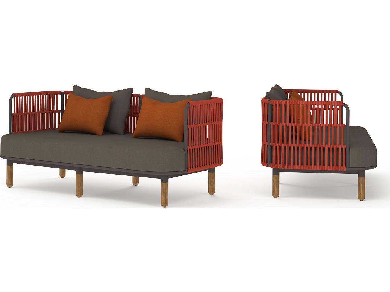 MamaGreen Daisy Rae Deep Seating Teak Rope Patio Loveseat