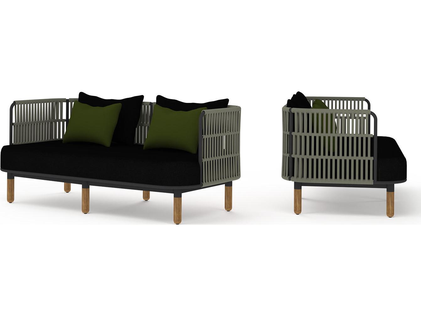 MamaGreen Daisy Rae Deep Seating Teak Rope Patio Loveseat