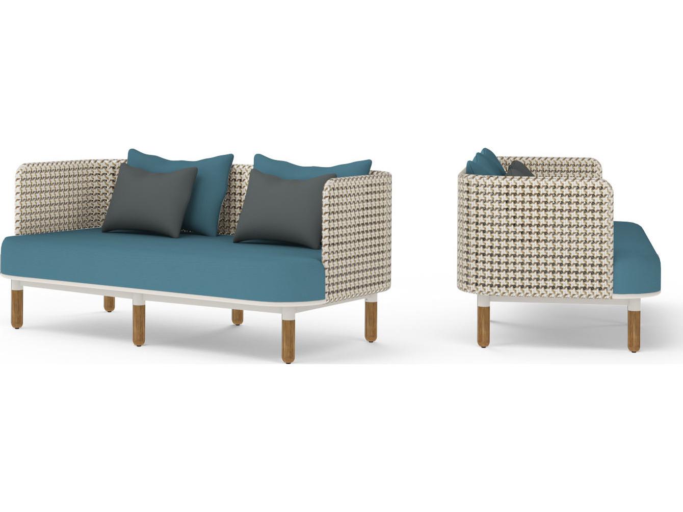 MamaGreen Daisy Mae Deep Seating Teak Wicker Outdoor Loveseat