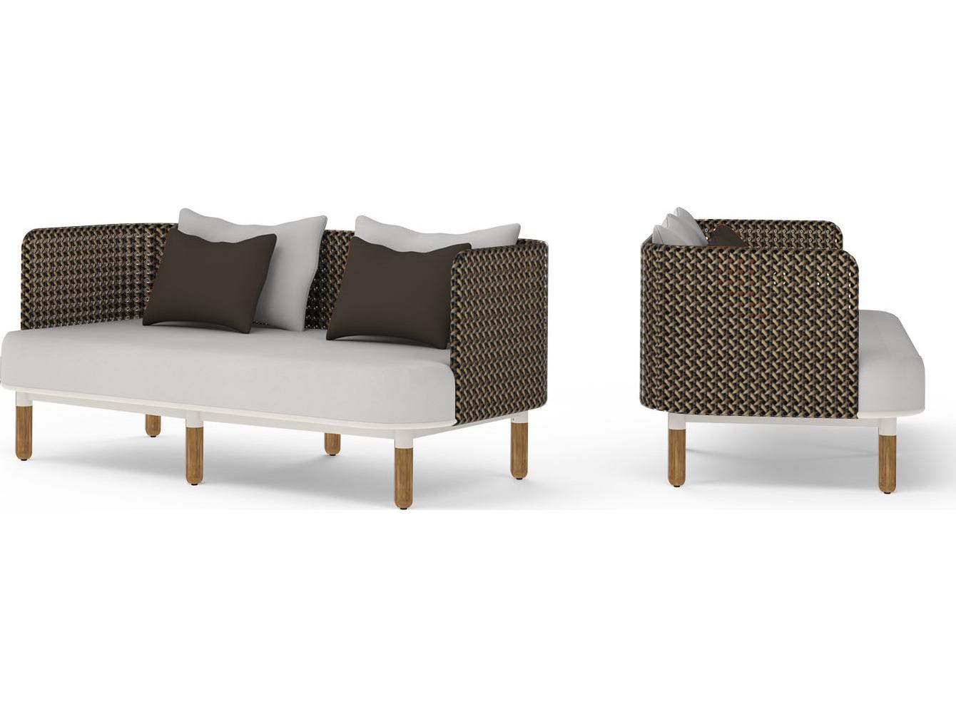 MamaGreen Daisy Mae Deep Seating Teak Wicker Outdoor Loveseat