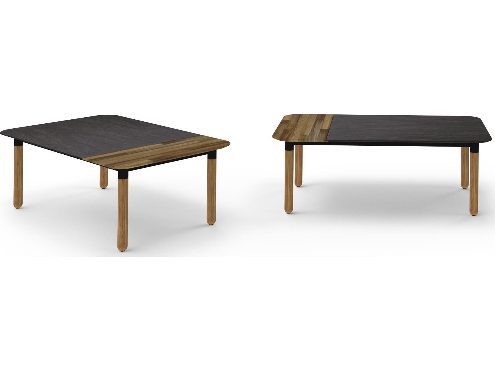 MamaGreen Daisy Aluminum Teak Rectangular Outdoor Patio Coffee Table