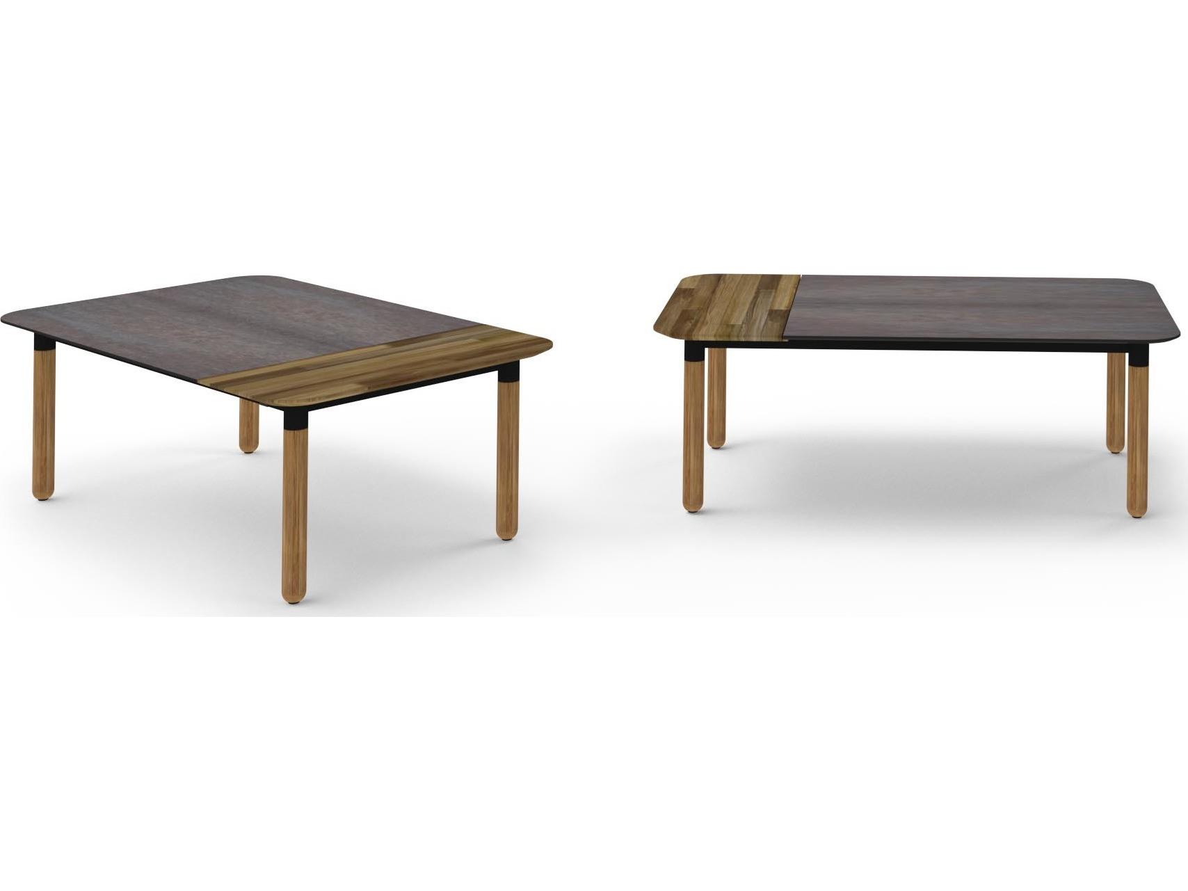 MamaGreen Daisy Aluminum Teak Rectangular Outdoor Patio Coffee Table