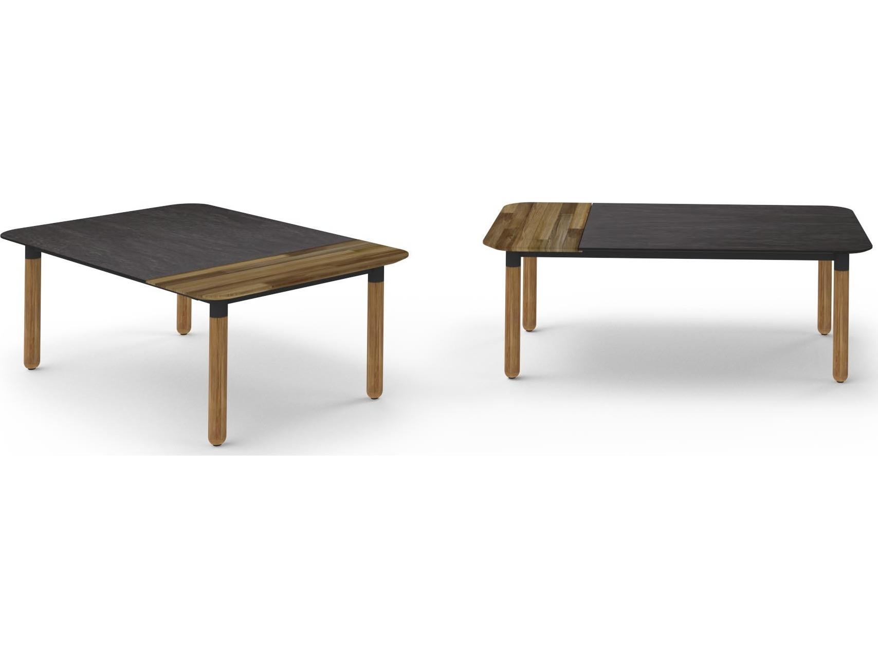 MamaGreen Daisy Aluminum Teak Rectangular Outdoor Patio Coffee Table