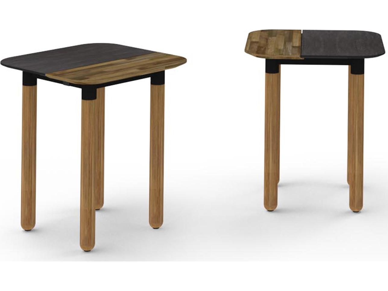 MamaGreen Daisy Aluminum Teak Square HPL Top Patio End Table