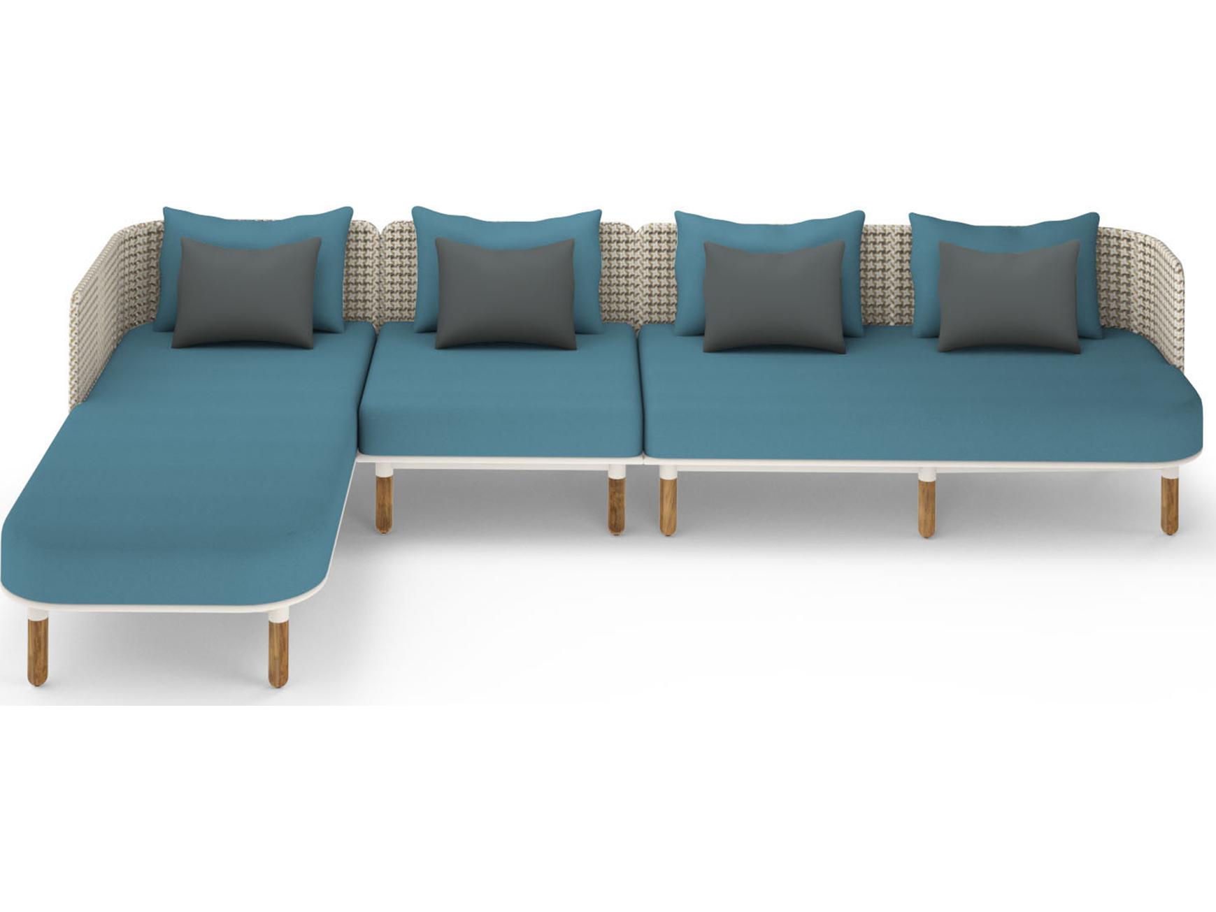 MamaGreen Daisy Mae Deep Seating Teak Wicker Sectional Outdoor Patio Lounge Set