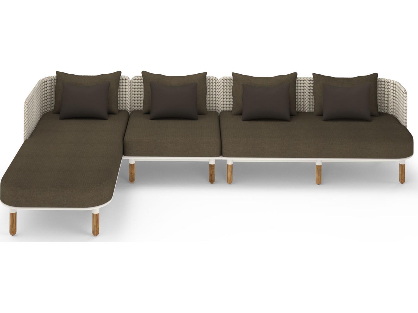 MamaGreen Daisy Mae Deep Seating Teak Wicker Sectional Outdoor Patio Lounge Set