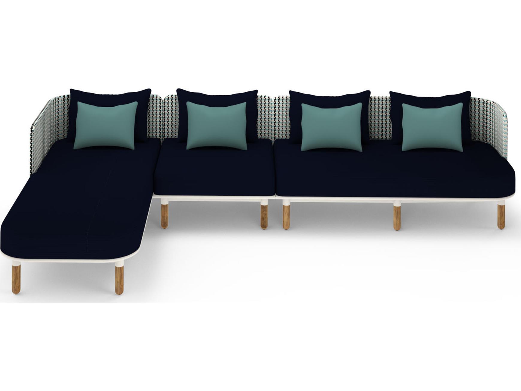 MamaGreen Daisy Mae Deep Seating Teak Wicker Sectional Outdoor Patio Lounge Set