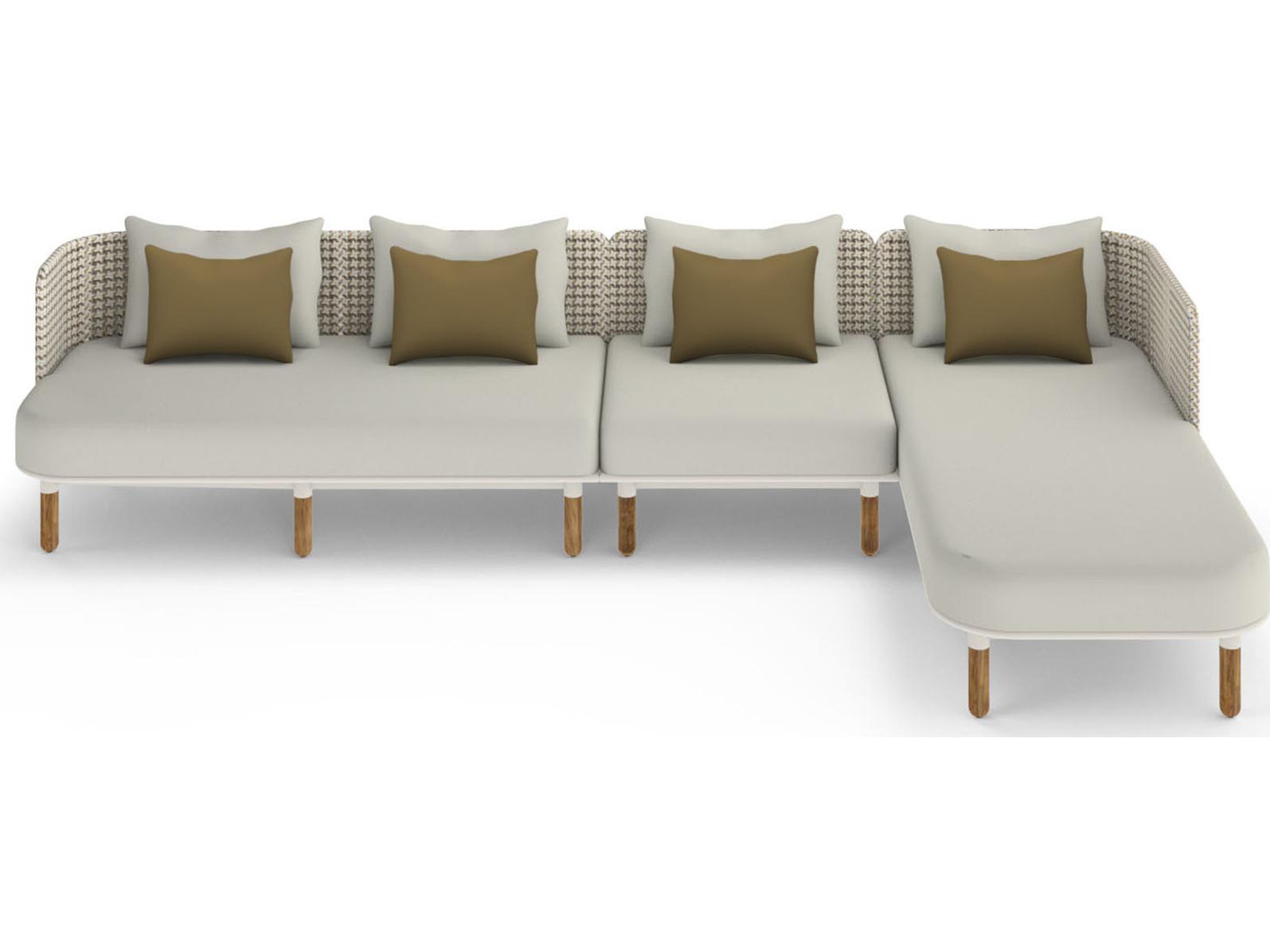 MamaGreen Daisy Mae Deep Seating Teak Wicker Sectional Patio Lounge Set