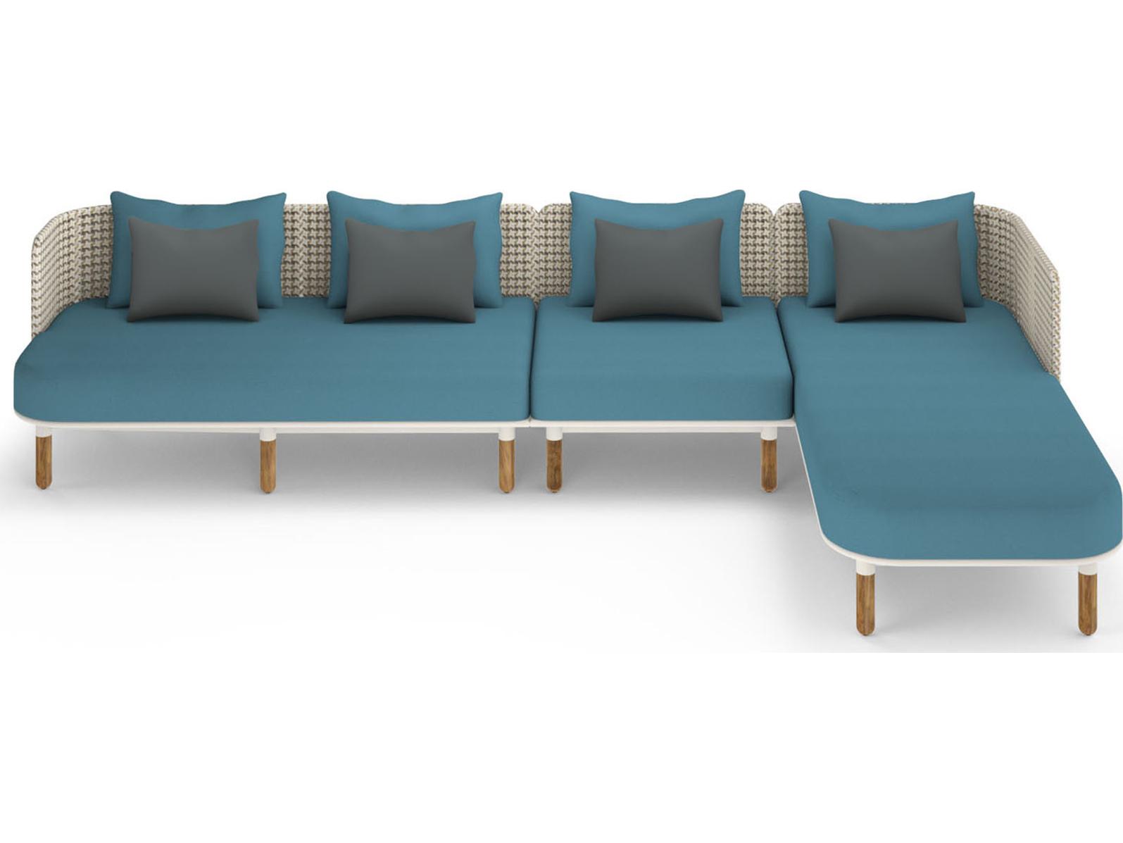 MamaGreen Daisy Mae Deep Seating Teak Wicker Sectional Patio Lounge Set