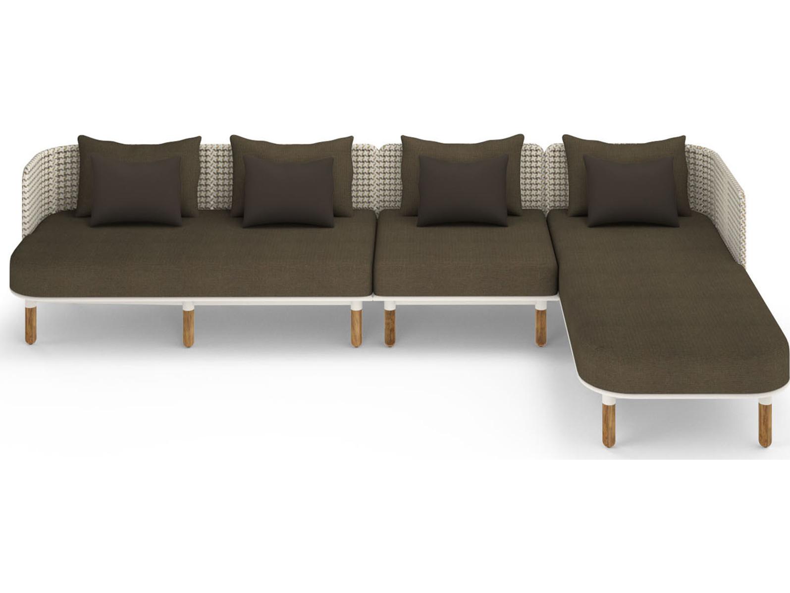 MamaGreen Daisy Mae Deep Seating Teak Wicker Sectional Patio Lounge Set