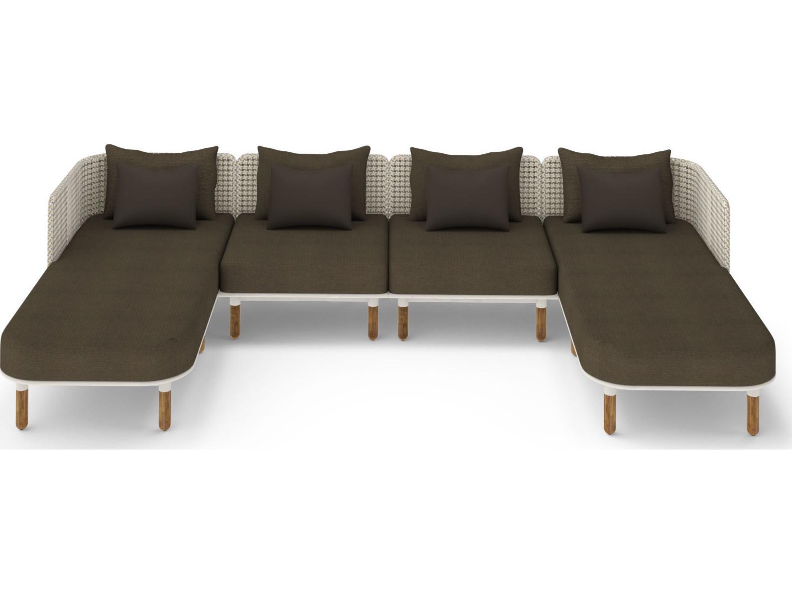 MamaGreen Daisy Mae Deep Seating Teak Wicker Sectional Outdoor Lounge Set