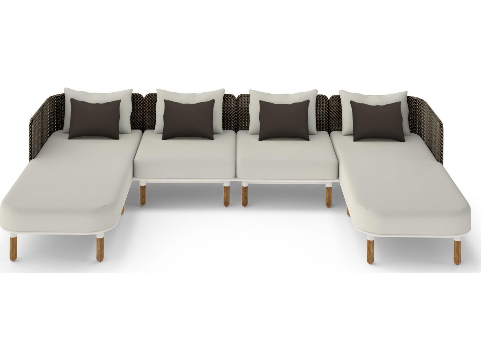 MamaGreen Daisy Mae Deep Seating Teak Wicker Sectional Outdoor Lounge Set