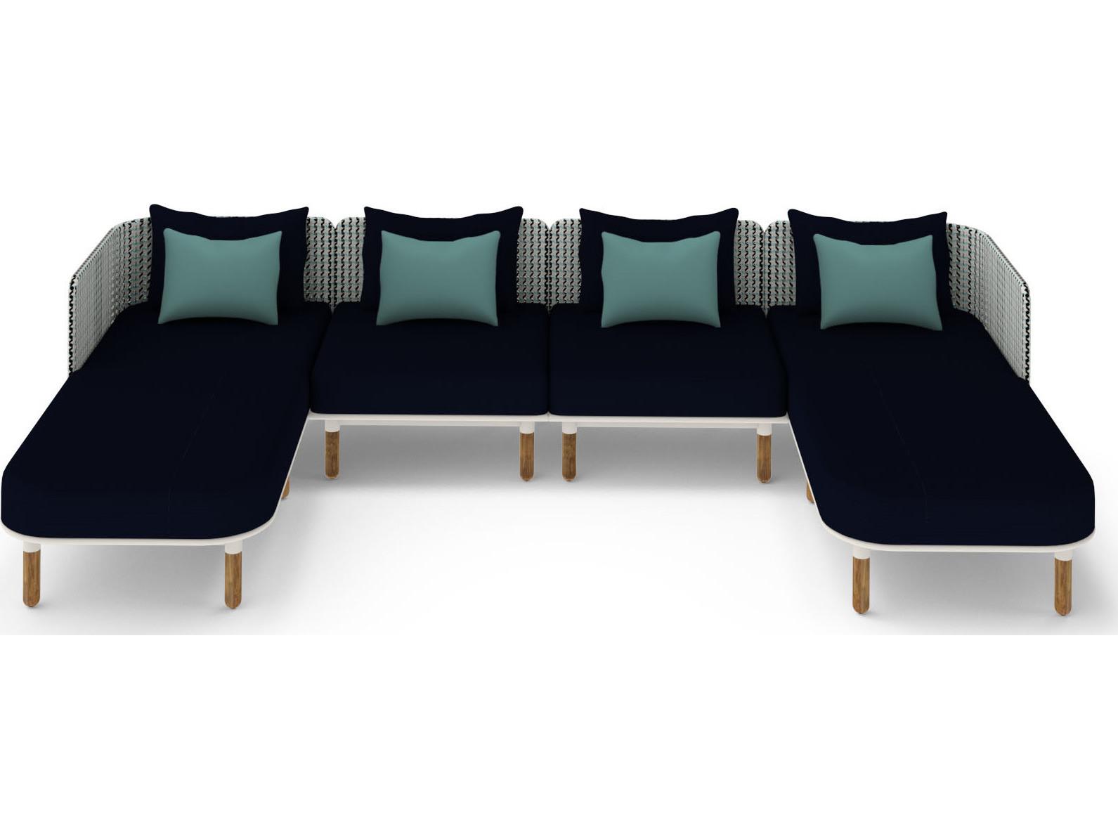 MamaGreen Daisy Mae Deep Seating Teak Wicker Sectional Outdoor Lounge Set