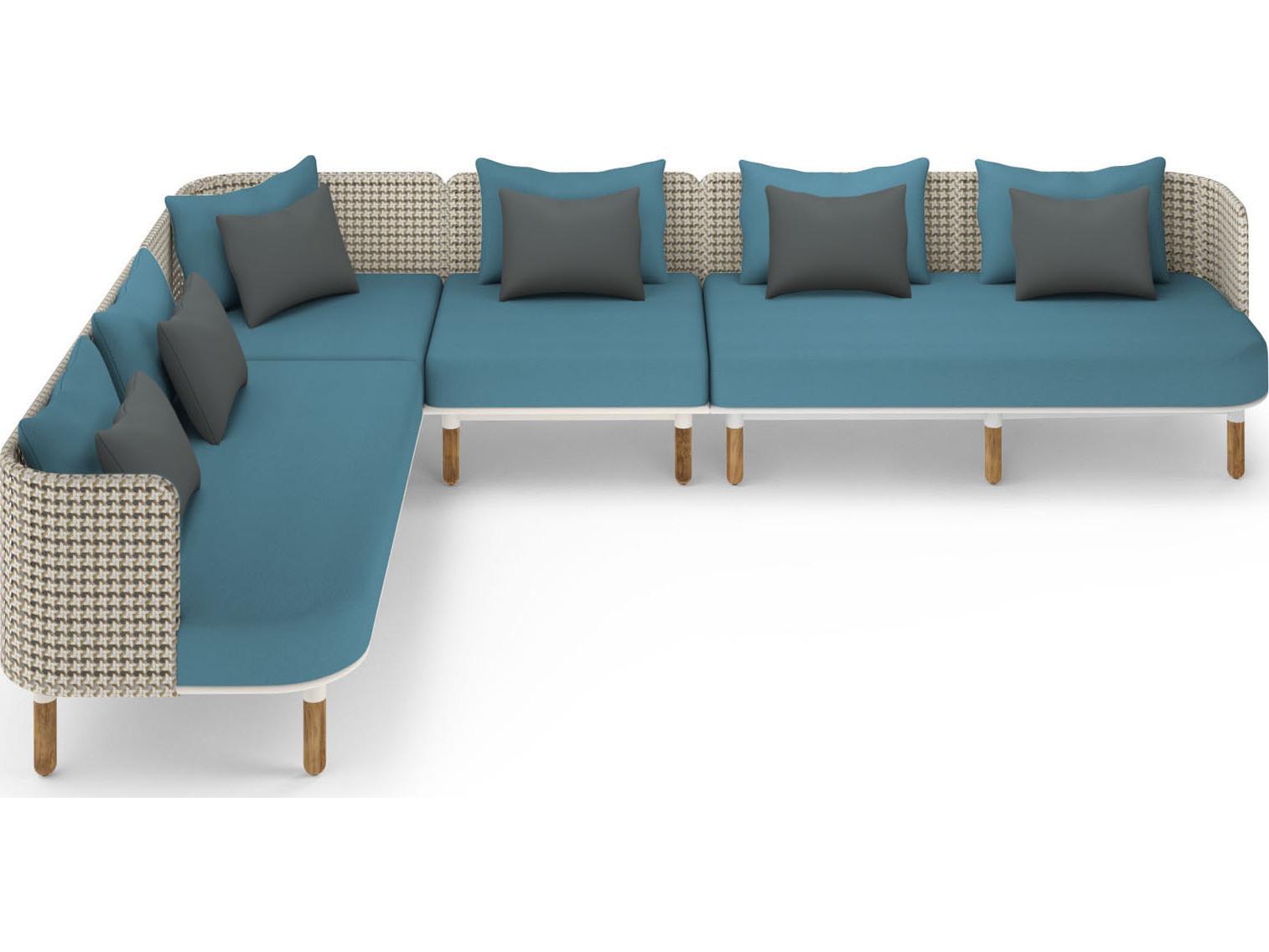 MamaGreen Daisy Mae Deep Seating Teak Wicker Sectional Outdoor Patio Lounge Set