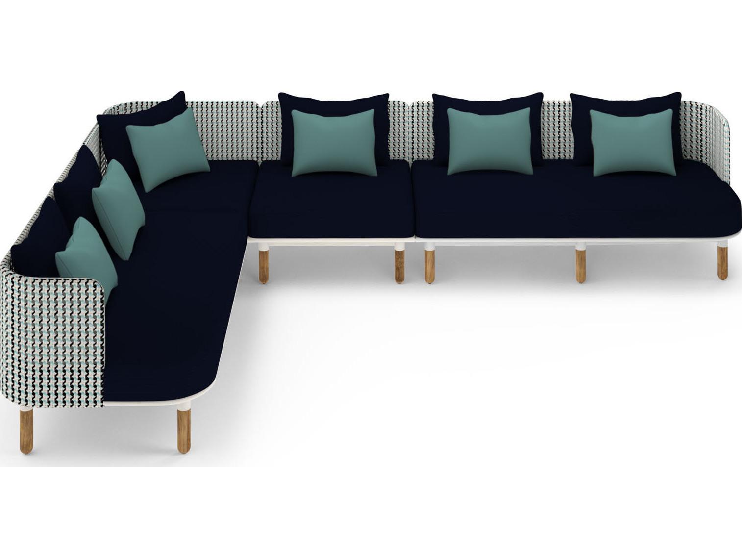 MamaGreen Daisy Mae Deep Seating Teak Wicker Sectional Outdoor Patio Lounge Set