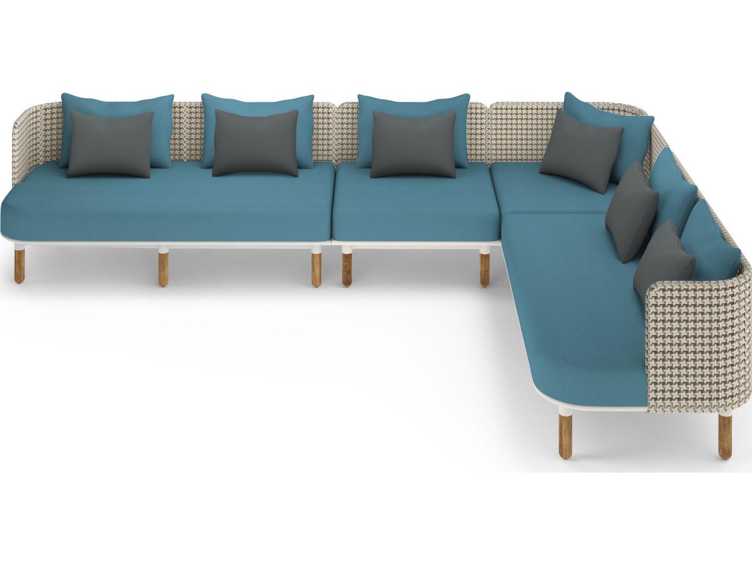 MamaGreen Daisy Mae Deep Seating Teak Wicker Sectional Patio Lounge Set