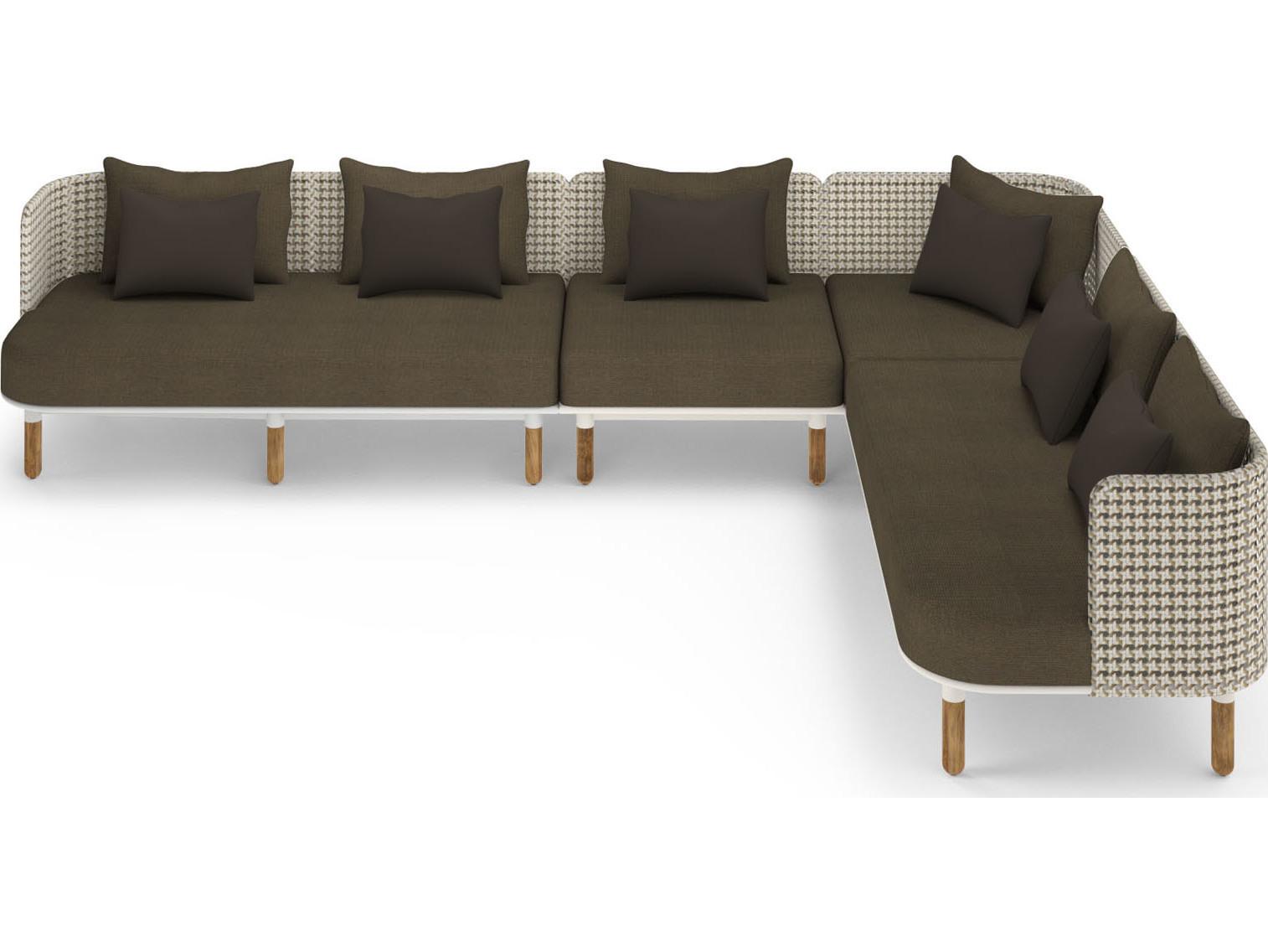 MamaGreen Daisy Mae Deep Seating Teak Wicker Sectional Patio Lounge Set