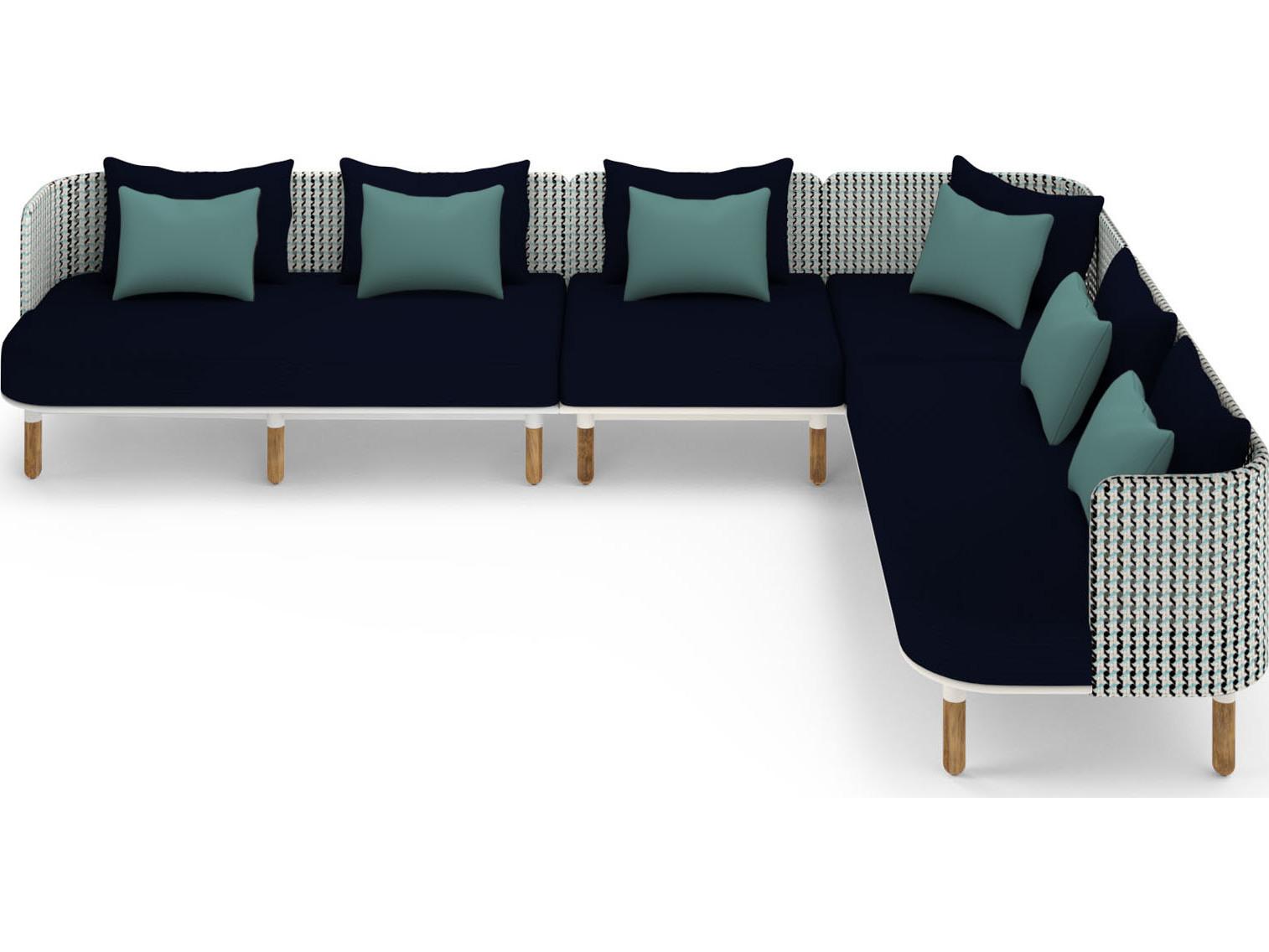 MamaGreen Daisy Mae Deep Seating Teak Wicker Sectional Patio Lounge Set