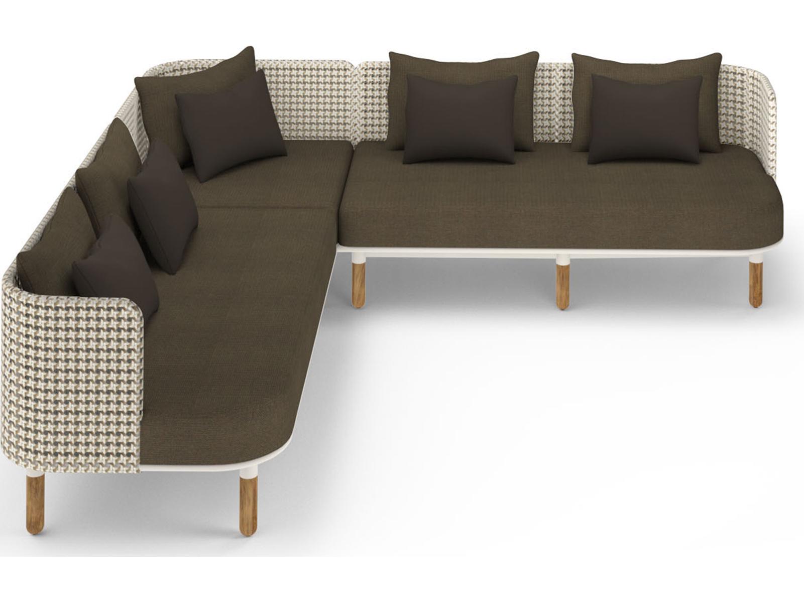 MamaGreen Daisy Mae Deep Seating Teak Wicker Sectional Outdoor Lounge Set