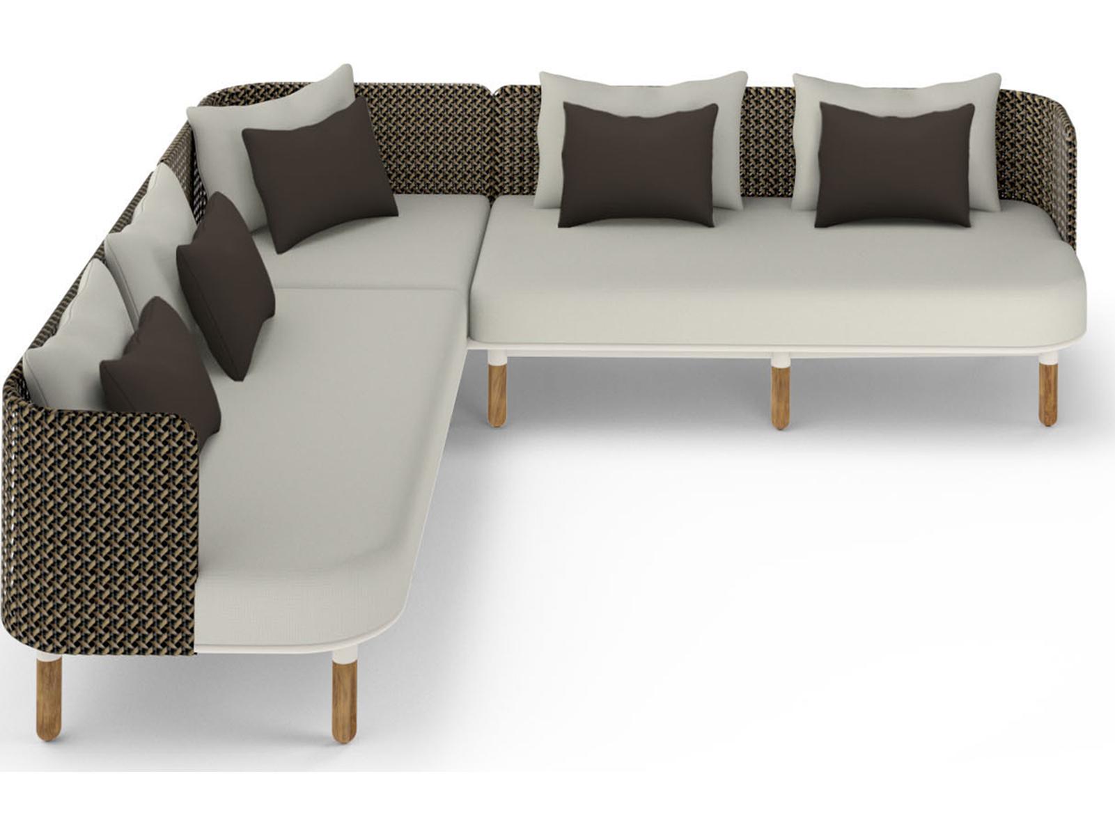 MamaGreen Daisy Mae Deep Seating Teak Wicker Sectional Outdoor Lounge Set