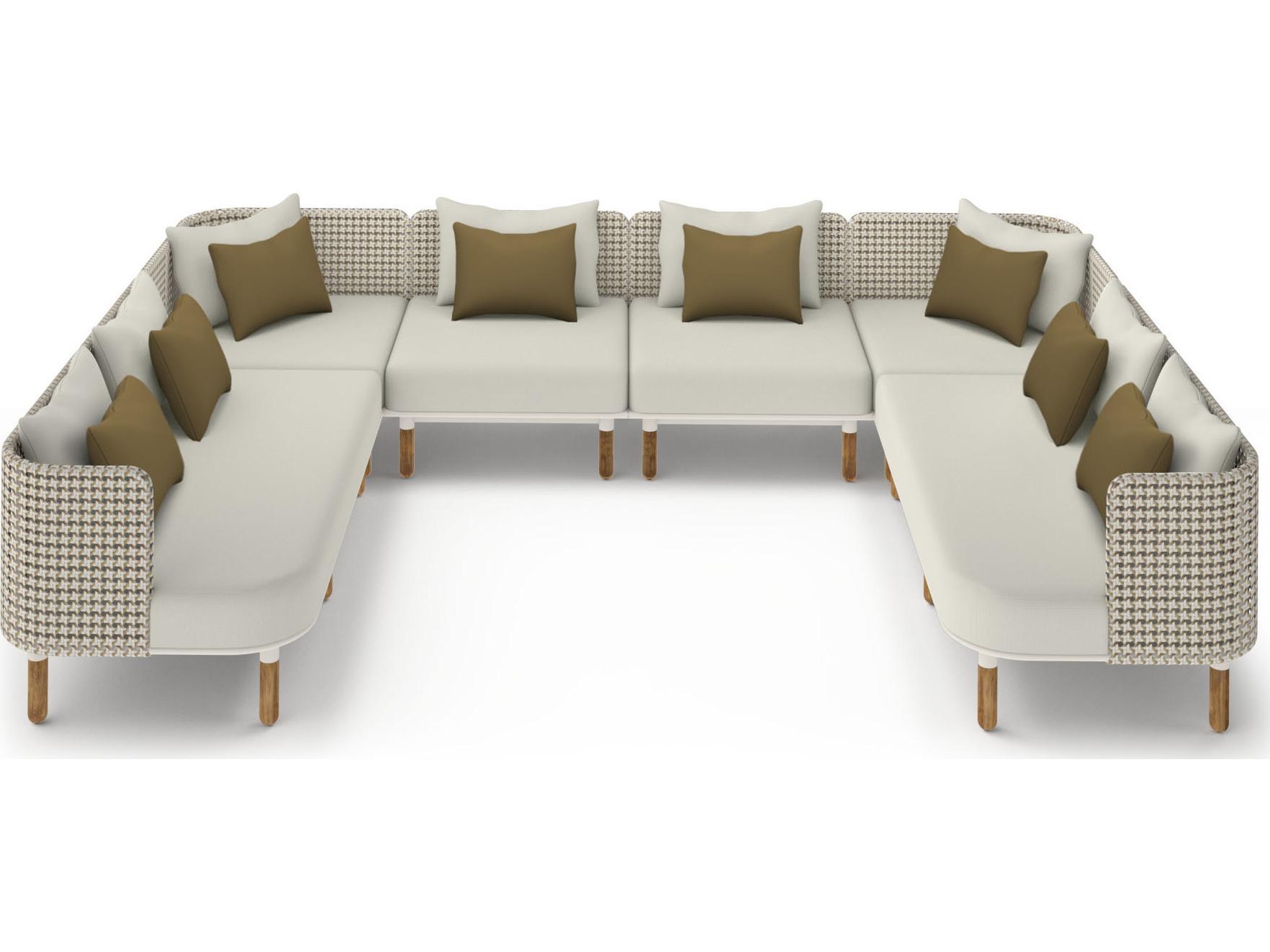 MamaGreen Daisy Mae Deep Seating Teak Wicker Sectional Outdoor Patio Lounge Set