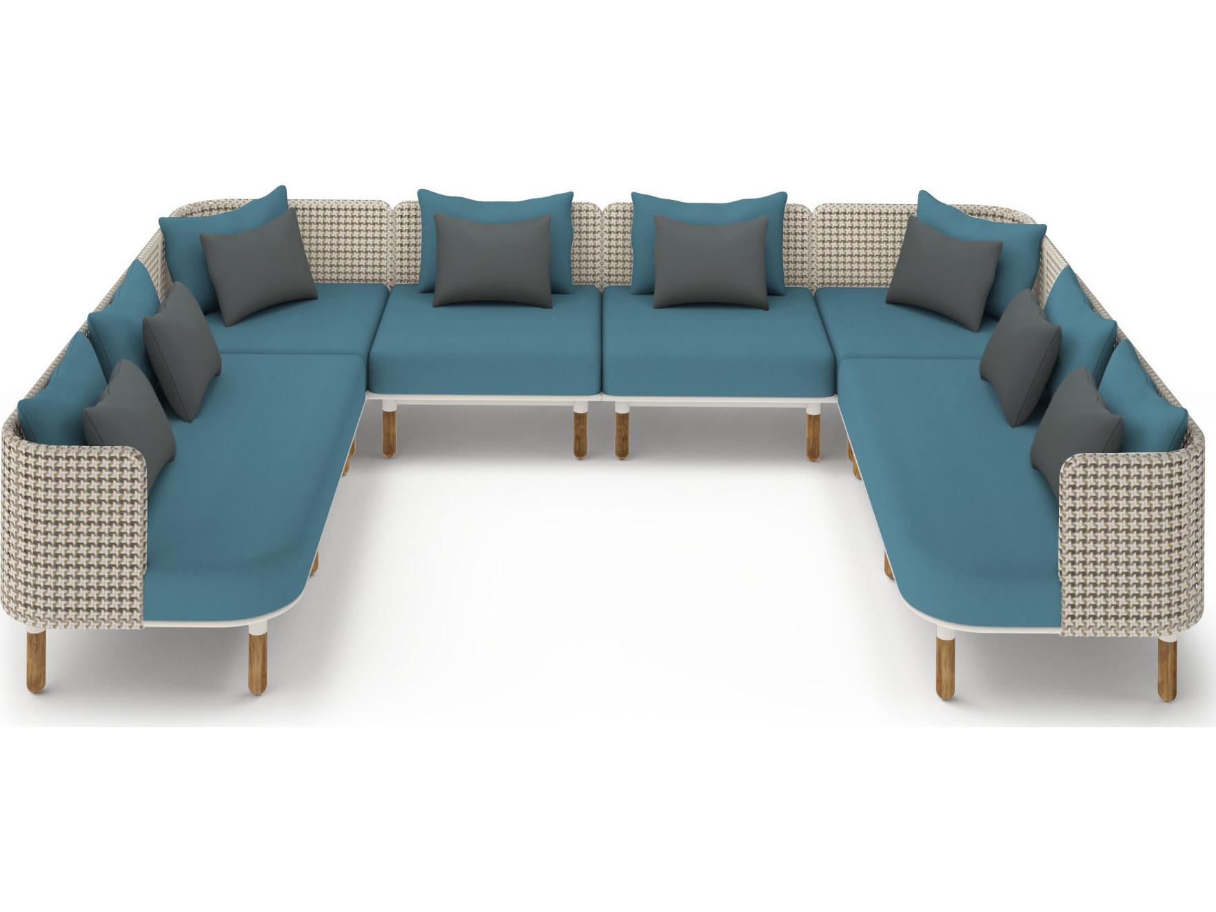 MamaGreen Daisy Mae Deep Seating Teak Wicker Sectional Outdoor Patio Lounge Set