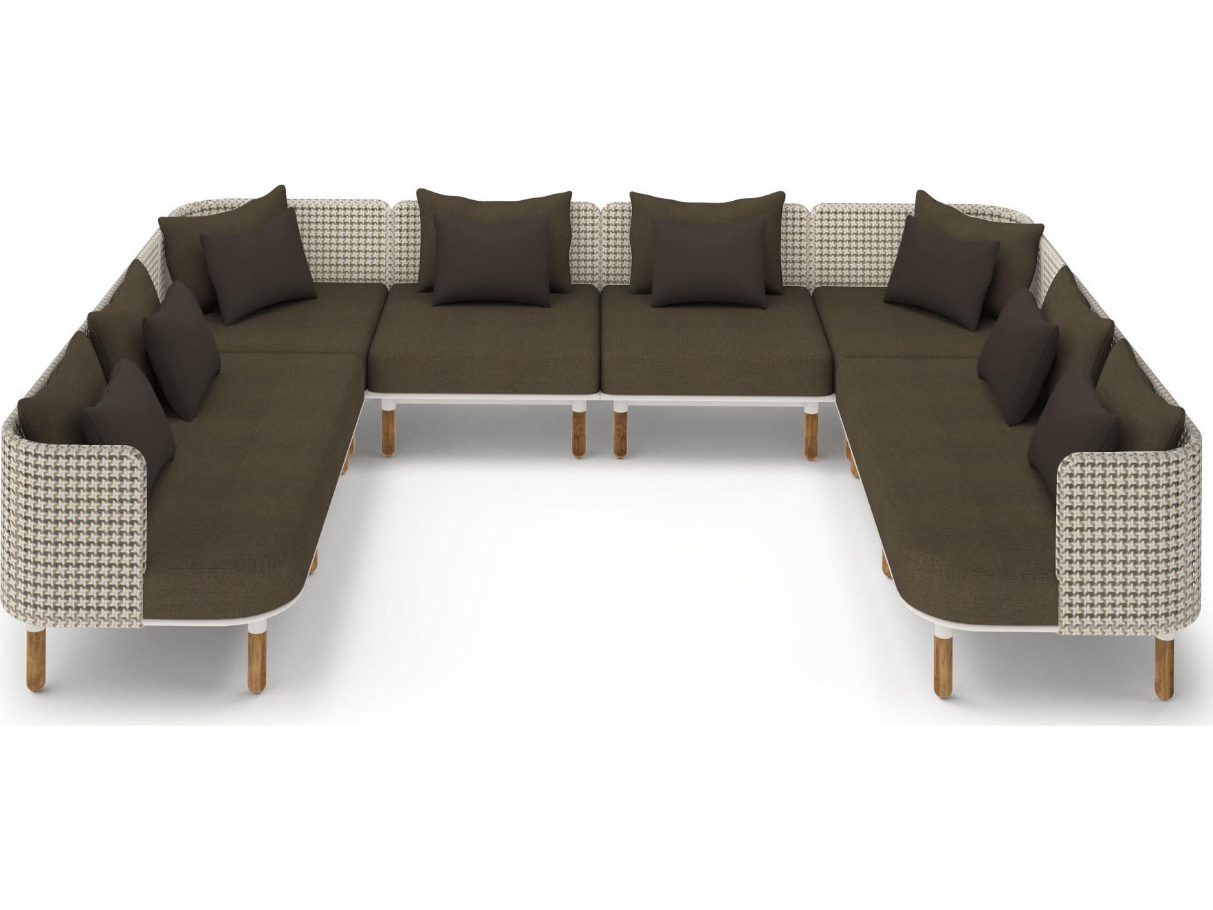 MamaGreen Daisy Mae Deep Seating Teak Wicker Sectional Outdoor Patio Lounge Set