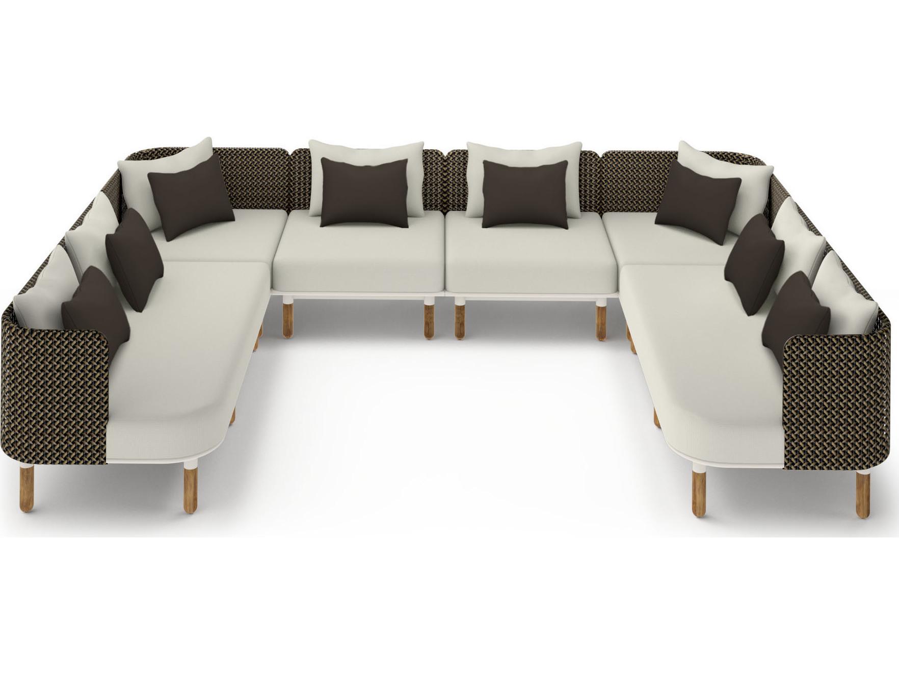 MamaGreen Daisy Mae Deep Seating Teak Wicker Sectional Outdoor Patio Lounge Set