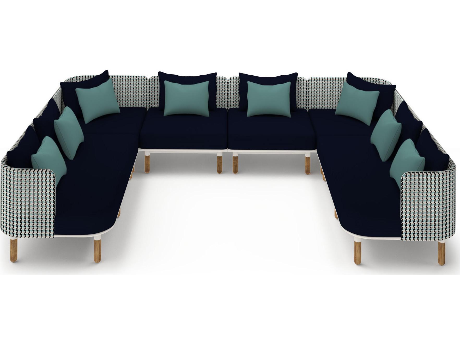 MamaGreen Daisy Mae Deep Seating Teak Wicker Sectional Outdoor Patio Lounge Set