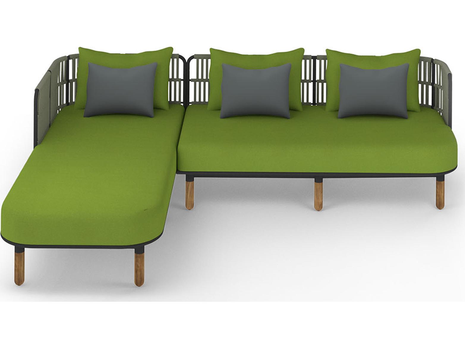 MamaGreen Daisy Rae Deep Seating Teak Rope Sectional Patio Lounge Set