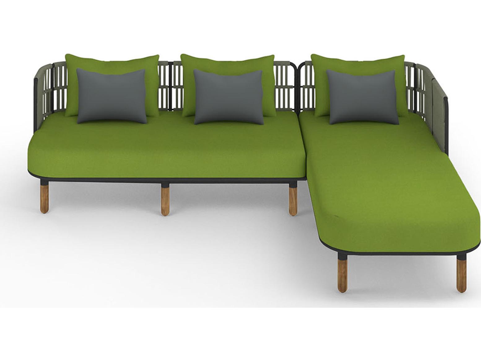 MamaGreen Daisy Rae Deep Seating Teak Rope Sectional Outdoor Lounge Set