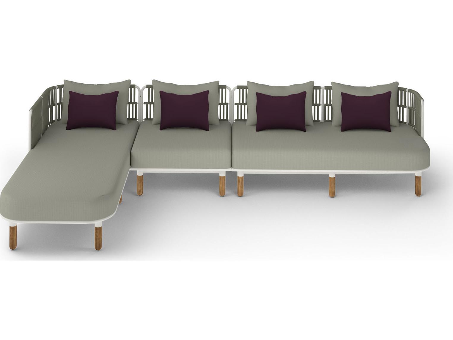 MamaGreen Daisy Rae Deep Seating Teak Rope Sectional Outdoor Patio Lounge Set