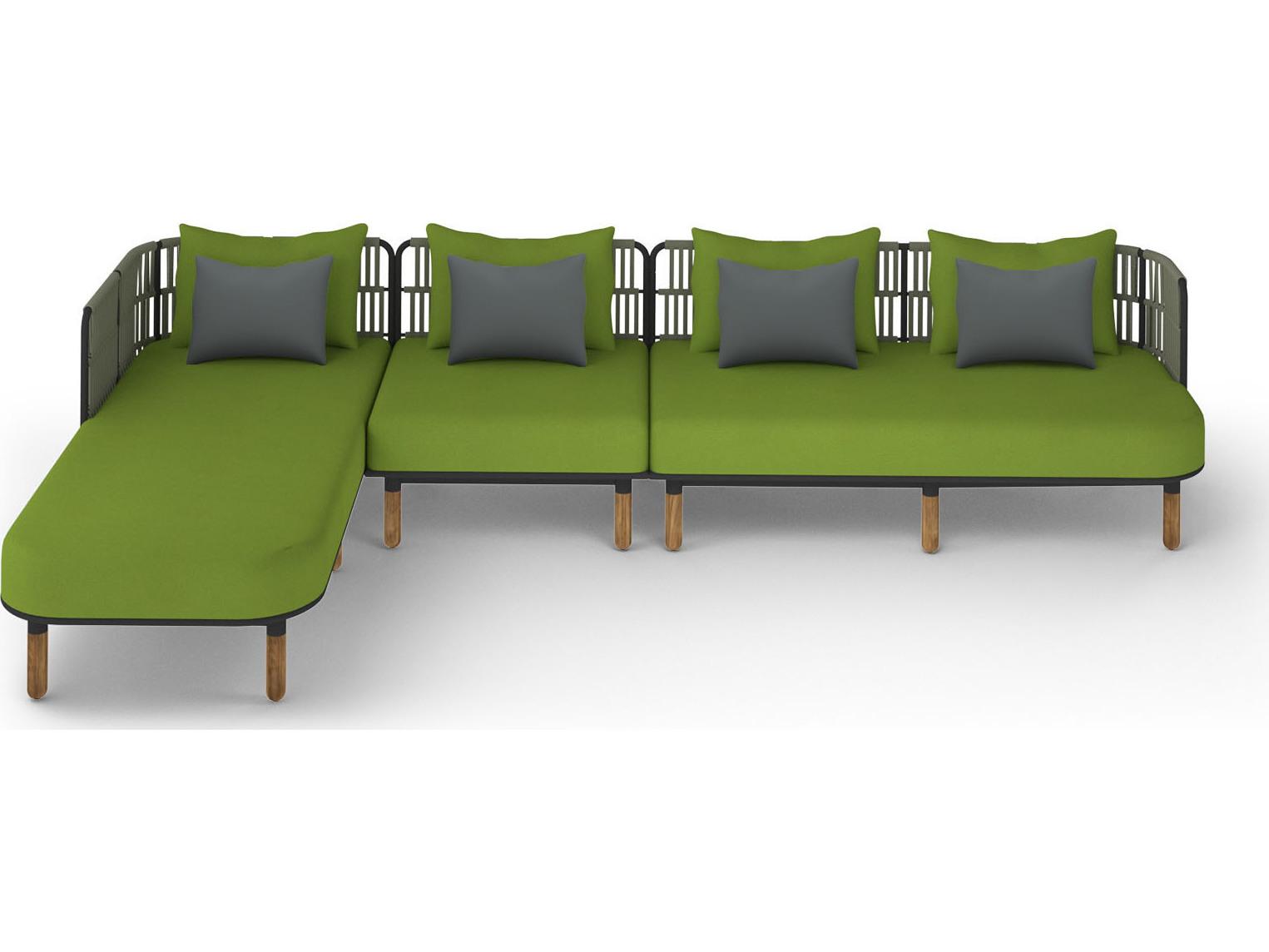 MamaGreen Daisy Rae Deep Seating Teak Rope Sectional Outdoor Patio Lounge Set