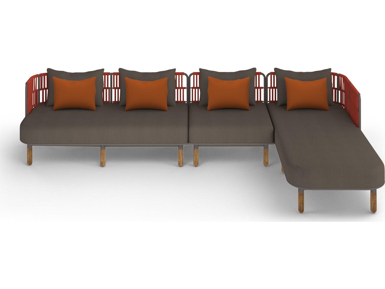 MamaGreen Daisy Rae Deep Seating Teak Rope Sectional Patio Lounge Set