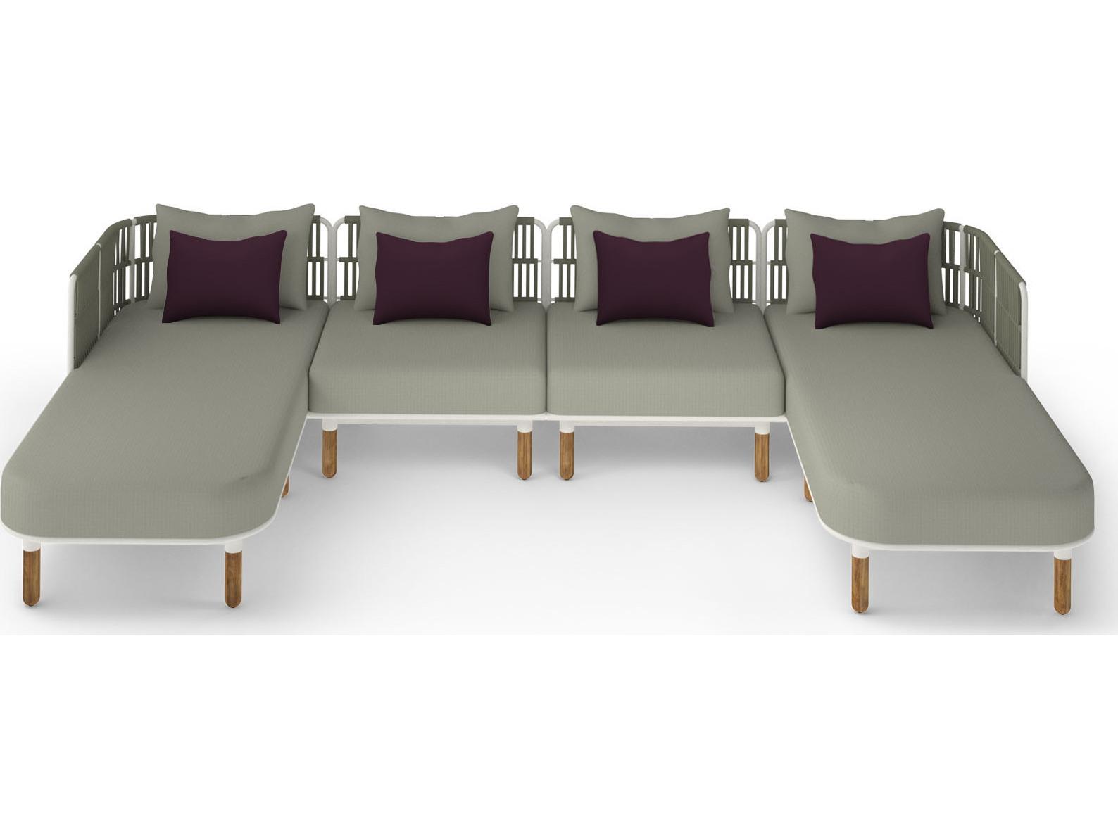 MamaGreen Daisy Rae Deep Seating Teak Rope Sectional Outdoor Lounge Set