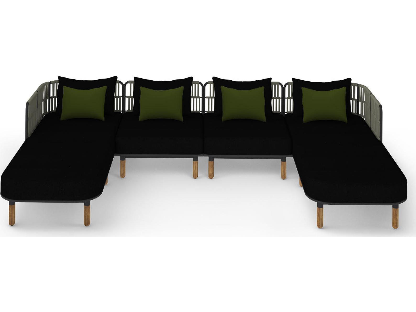 MamaGreen Daisy Rae Deep Seating Teak Rope Sectional Outdoor Lounge Set