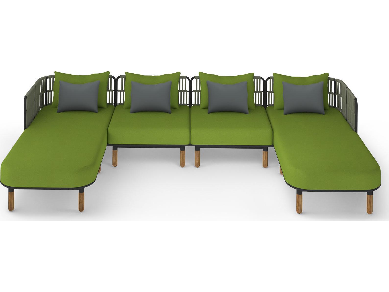 MamaGreen Daisy Rae Deep Seating Teak Rope Sectional Outdoor Lounge Set