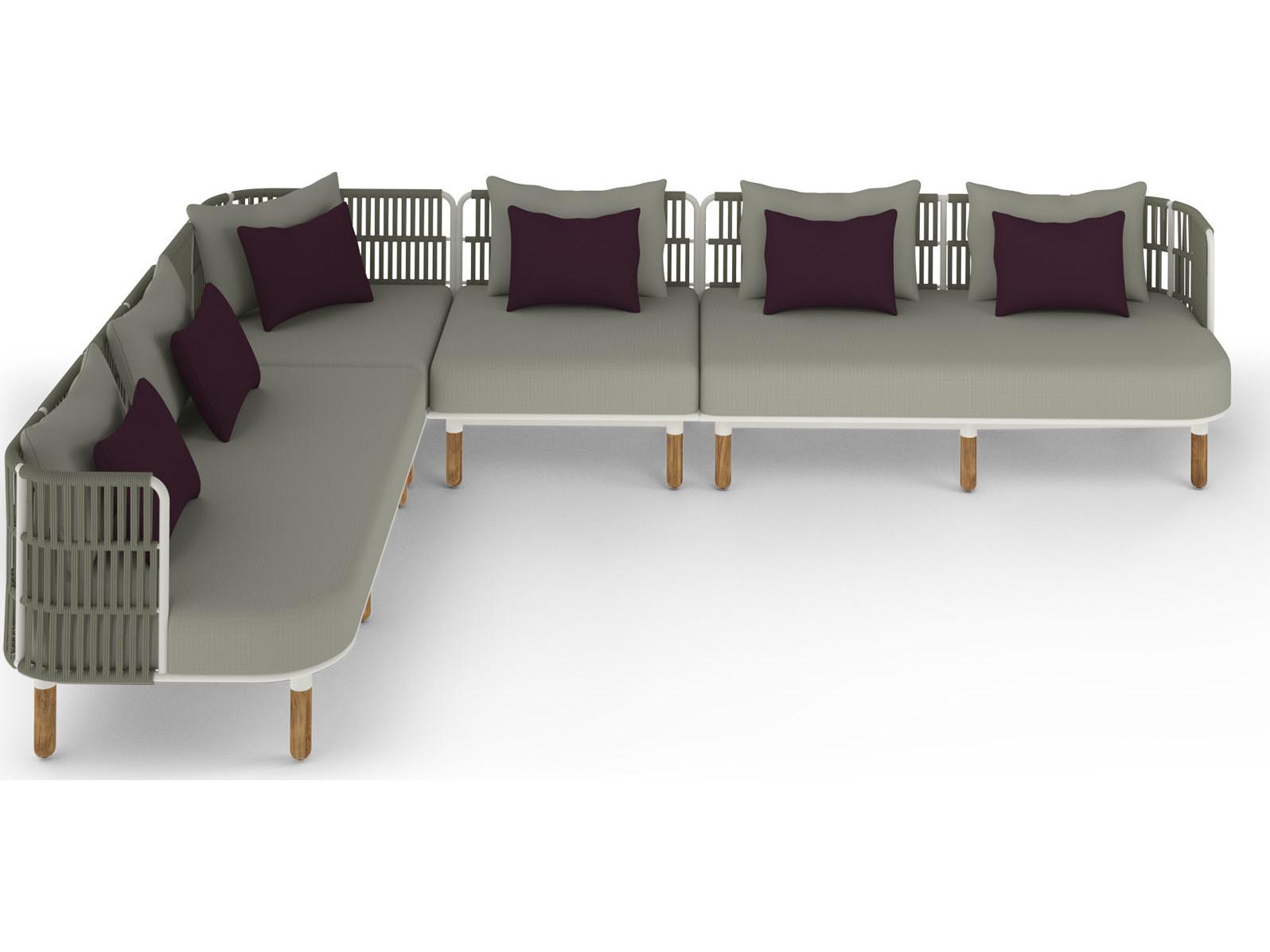 MamaGreen Daisy Rae Deep Seating Teak Rope Sectional Outdoor Patio Lounge Set