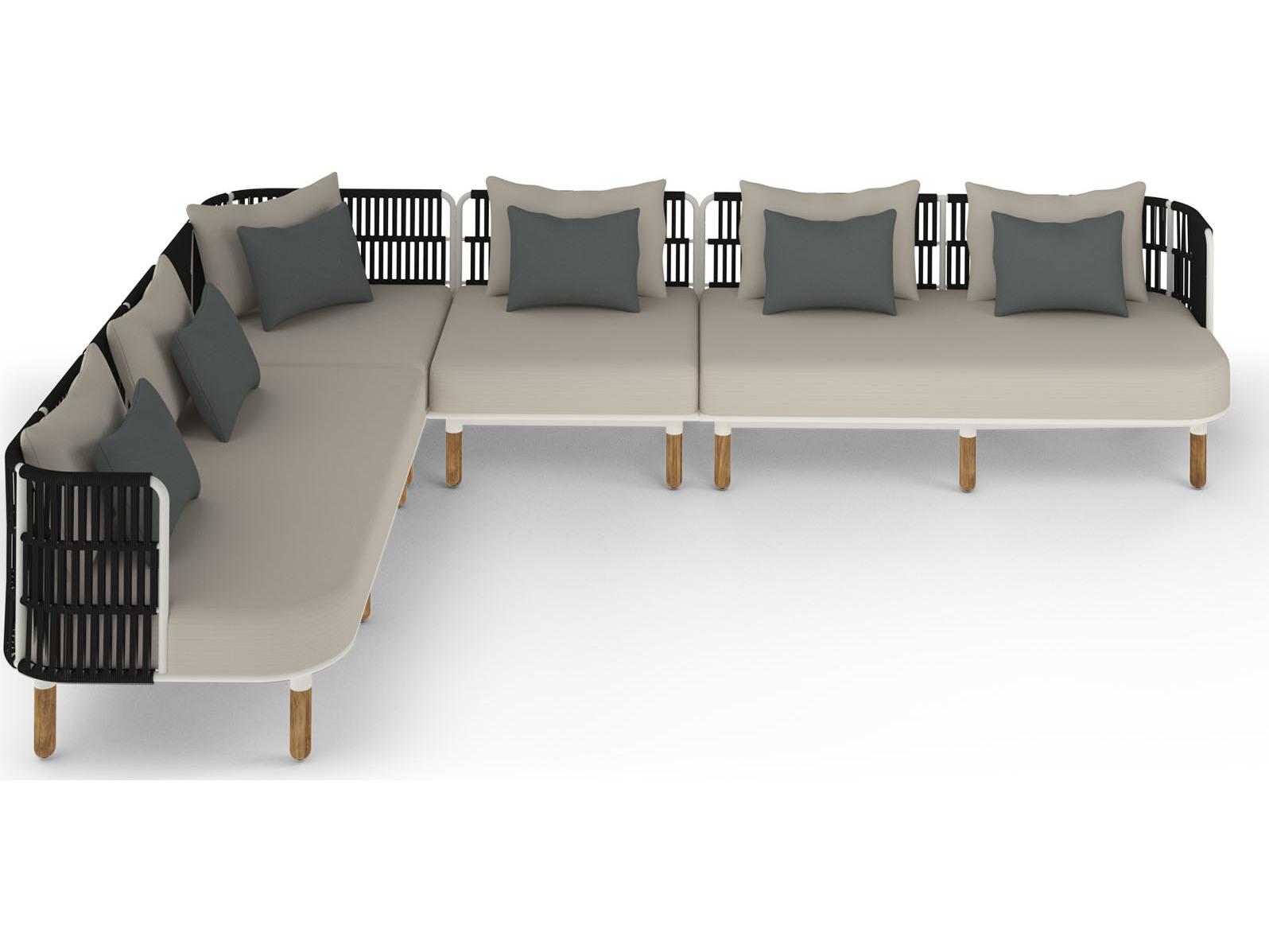 MamaGreen Daisy Rae Deep Seating Teak Rope Sectional Outdoor Patio Lounge Set