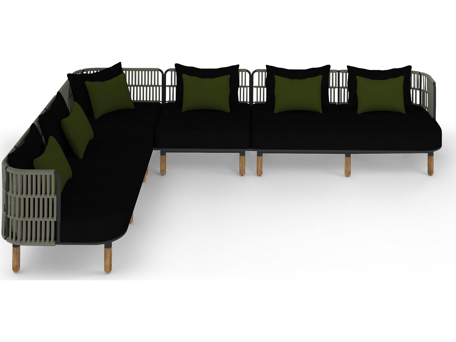 MamaGreen Daisy Rae Deep Seating Teak Rope Sectional Outdoor Patio Lounge Set